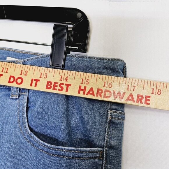 Lori Goldstein Womens Mid Rise Straight Leg Jeans Cropped 12 Lace Hem Blue Denim - Picture 8 of 13